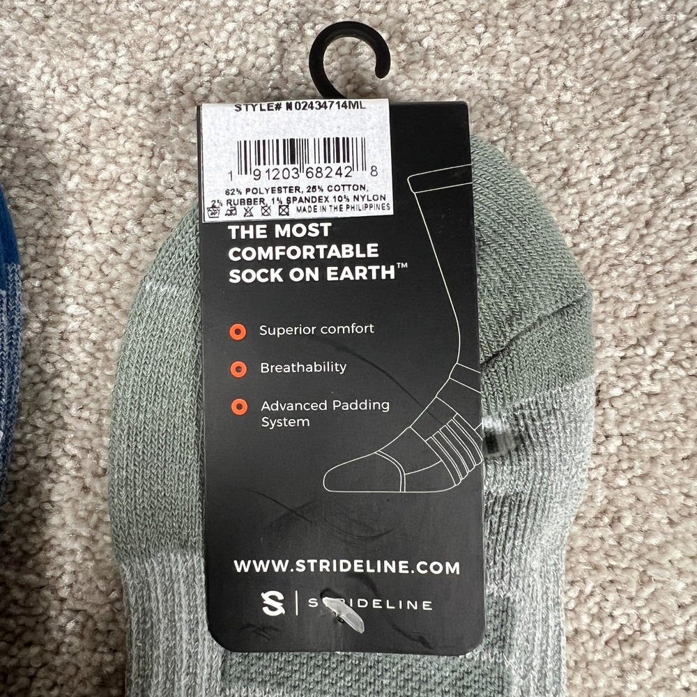 Lot Of 2 Strideline Mens Size M/L Blue/Green Comfortable Breathability Socks NWT - Picture 4 of 5
